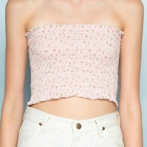 Brandy Melville Light Pink Floral Cleo Tube Top